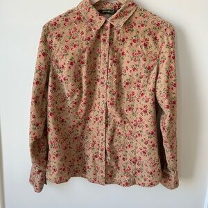 Vintage Floral Corduroy Button Up Shirt Jacket Women’s